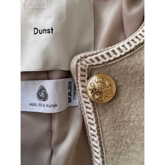 DUNST X RTR Cream Beige Wool Rich Blend Classic Boucle Tweed Jacket Size L - Picture 7 of 8